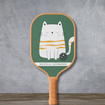 Chat Minimaliste, Nom Personnalisé Pickleball Padd