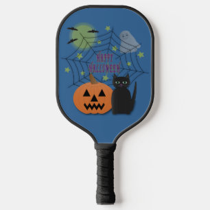 Raquette De Pickleball Chat noir et Citrouille pas effrayant Halloween