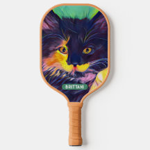 Chat noir personnalisé, couleurs modernes