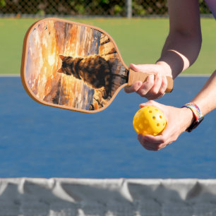 Raquette De Pickleball Chat sur le quai au coucher du soleil