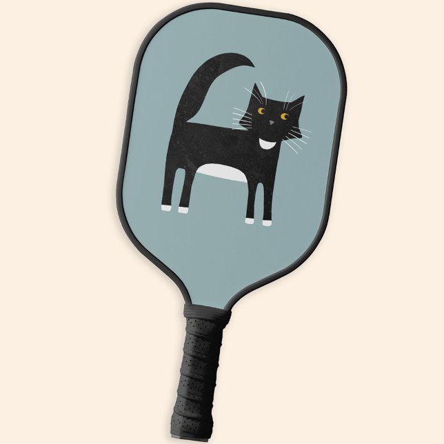 Raquette De Pickleball Chat Tuxedo noir et blanc (Black and white tuxedo cat pickleball paddle for animal lovers)