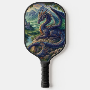 Raquette De Pickleball Château du Dragon médiéval coloré