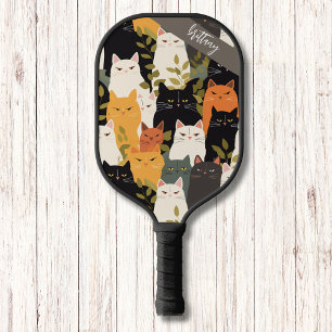 Raquette De Pickleball Chats en colère Motif Monogramme moderne