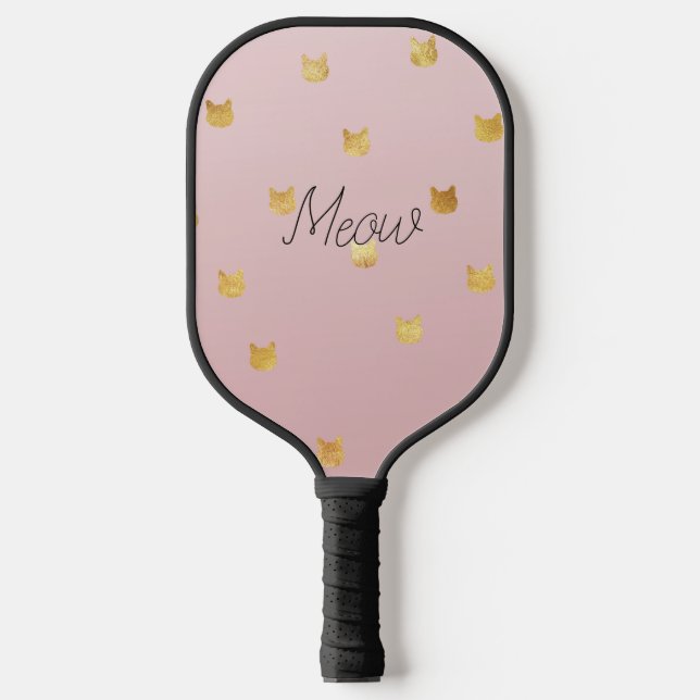 Raquette De Pickleball Chats en or Blush Rose Ombre (Recto)