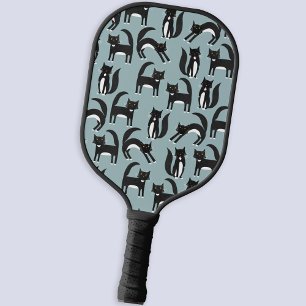 Raquette De Pickleball Chats Tuxedo noirs et blancs