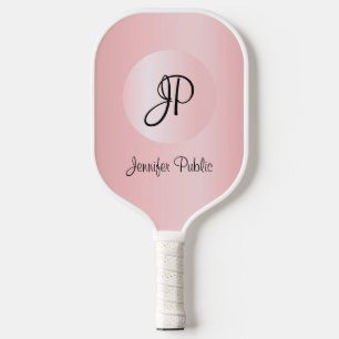 Raquette De Pickleball Chic Rose Gold Monogramme Moderne Elegant Modèle
