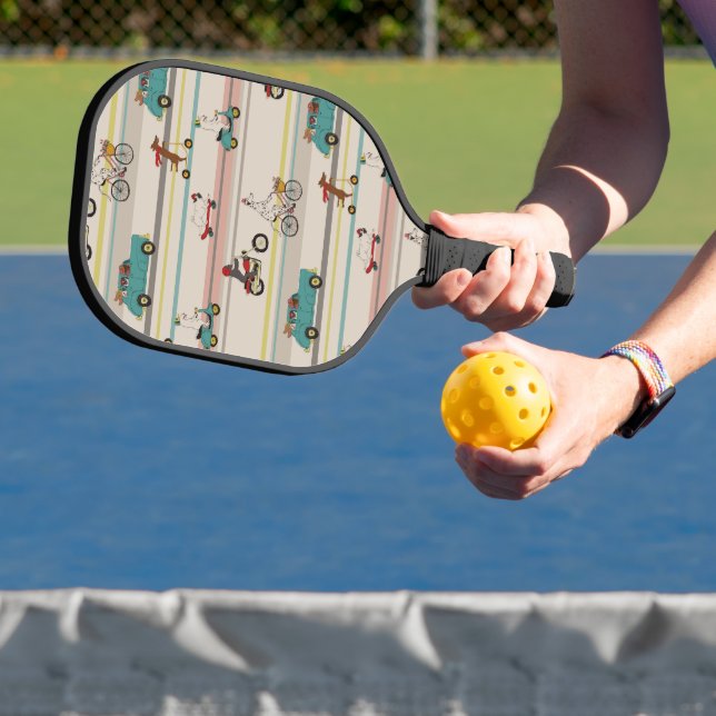 Raquette De Pickleball Chiens se déplaçant dans les véhicules Motif (Insitu)