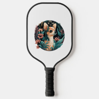 Raquette De Pickleball Chihuahua mignon chien de belles fleurs fille