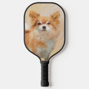 Raquette De Pickleball Chihuahua Peinture de Chien à long Haired Art orig