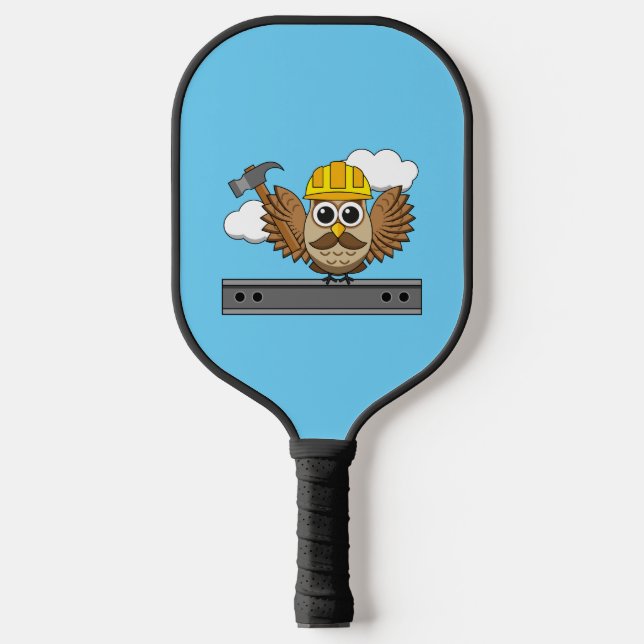 Raquette De Pickleball Chouette ouvrière de construction mignonne avec de (Recto)