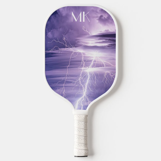 Raquette De Pickleball Ciel violet frappes de foudre Monogramme (Recto)