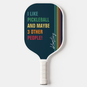 Raquette De Pickleball Citation amusante Retro Rainbow Stripe Nom du scri