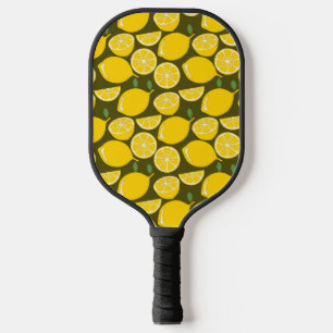 Raquette De Pickleball Citrons jaunes et motif vert olive : Citrus modern
