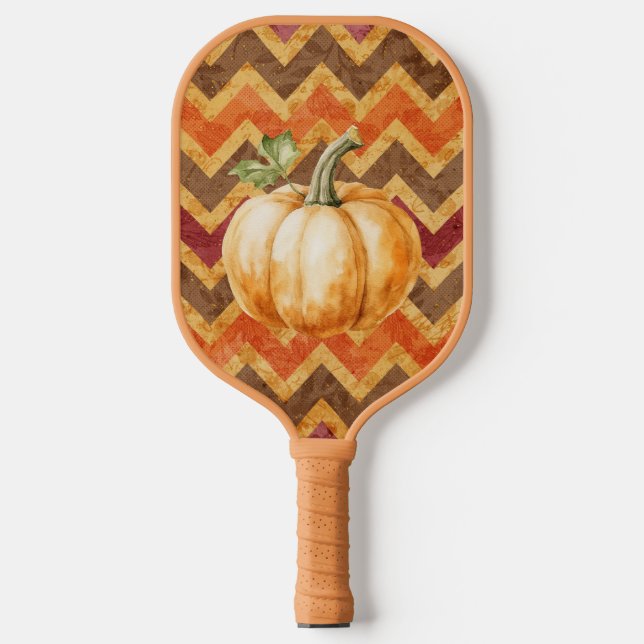 Raquette De Pickleball Citrouille d'automne Chevron (Recto)