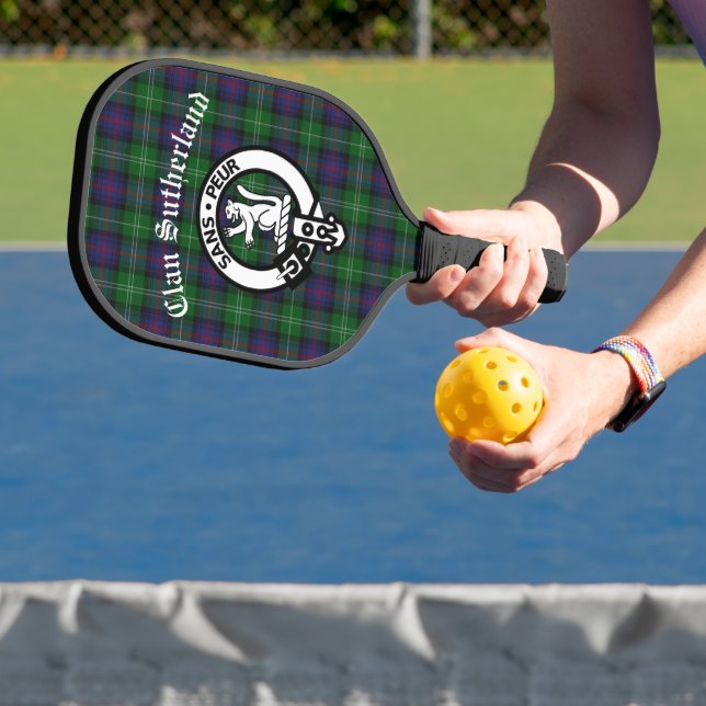 Raquette De Pickleball Clan Sutherland Crest & Tartan (Insitu)