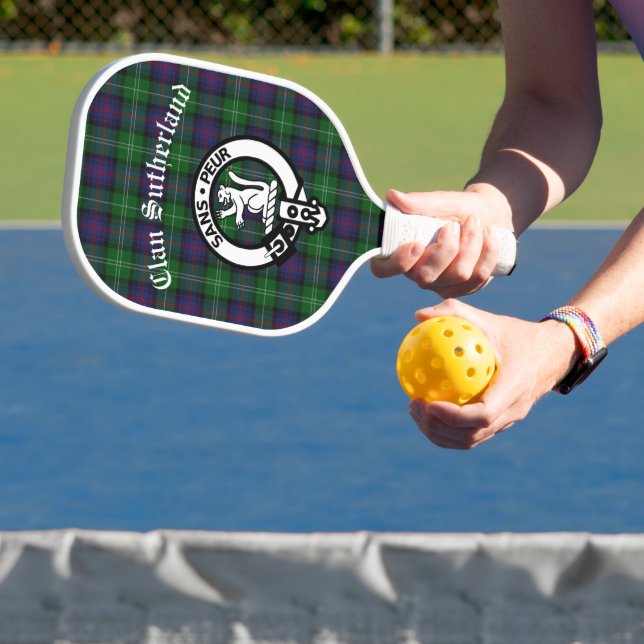Raquette De Pickleball Clan Sutherland Crest & Tartan (Insitu)