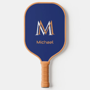 Raquette De Pickleball Classic Blue Unique Monogramme Nom initial