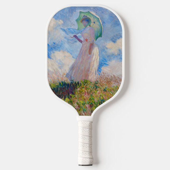Raquette De Pickleball Claude Monet - Femme avec Parasol face à gauche (Recto)