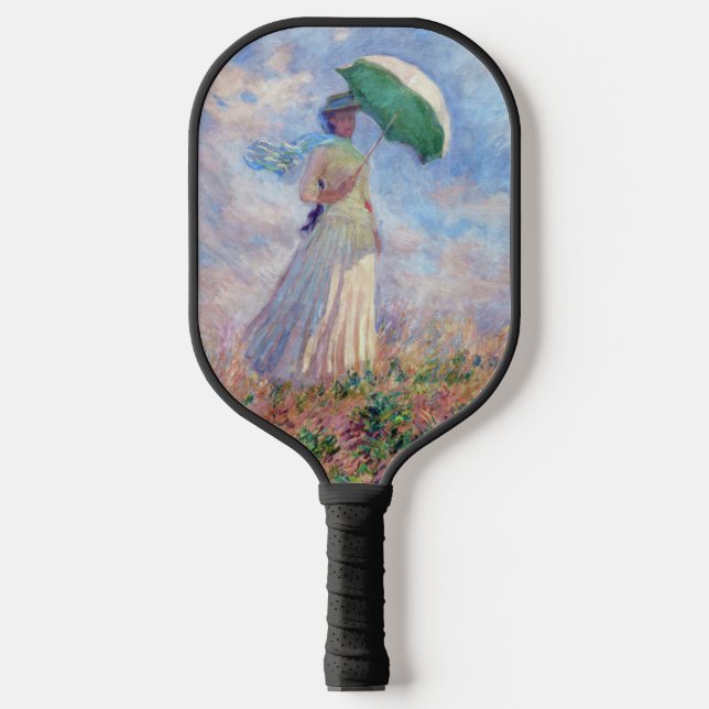 Raquette De Pickleball Claude Monet - Femme avec un parasol face à droite (Recto)
