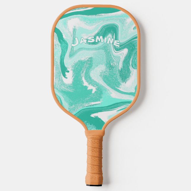 Raquette De Pickleball Coastal Teal and White Pickleball Paddle (Verso)
