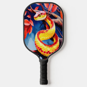 Raquette De Pickleball Cobra avec des écailles rouge et jaune vibrantes d