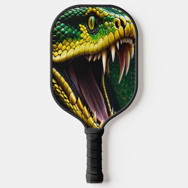 Raquette De Pickleball Cobra serpent avec écailles vertes et jaunes vibra (Recto)
