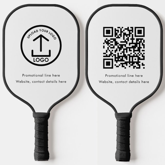 Raquette De Pickleball Code QR du logo professionnel blanc (White Professional Business Logo Text QR Code Pickleball Paddle)
