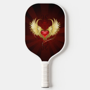 Raquette De Pickleball Coeur rouge avec ailes d'or