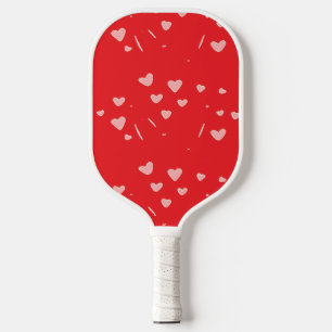 Raquette De Pickleball Coeurs flottants roses sur rouge
