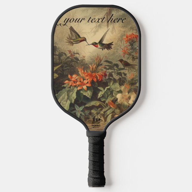 Raquette De Pickleball Colibri botanique vintage personnalisable (Recto)