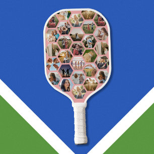 Raquette De Pickleball Collage photo Motif Hexagon géométrique