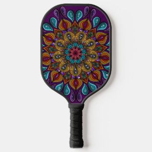 Raquette De Pickleball Coloré Moderne Mandala Trippy Psychedelic Hippie