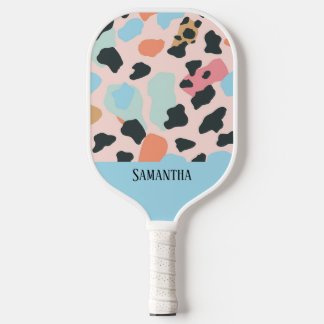 Raquette De Pickleball Coloré Pastel Empreinte de léopard Motif sans cout