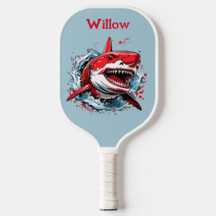 Raquette De Pickleball Cool Aquarelle Tête de requin Monogramme moderne
