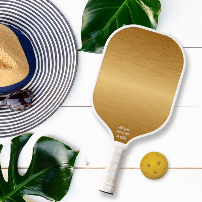 Raquette De Pickleball Cool Brossé métal Or Design Texte personnalisé (Créateur téléchargé)