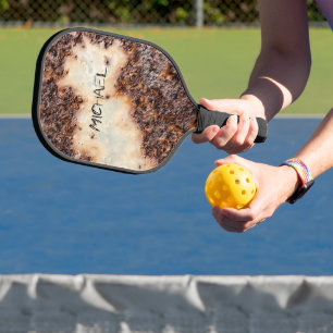 Raquette De Pickleball Cool brun rouille texture métallique Votre nom