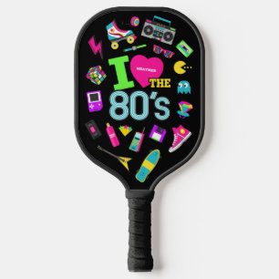 Raquette De Pickleball Cool et coloré J'aime les années 80 Nom