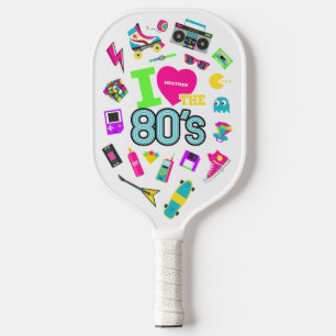 Raquette De Pickleball Cool et coloré J'aime les années 80   Nom