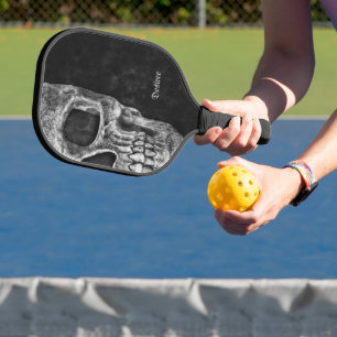 Raquette De Pickleball Cool gothique Moitié tête crâne noir et blanc Grun