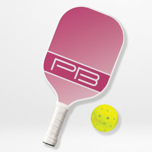 Raquette De Pickleball Cool Moderne Double Initiales Gradient Girly Rose