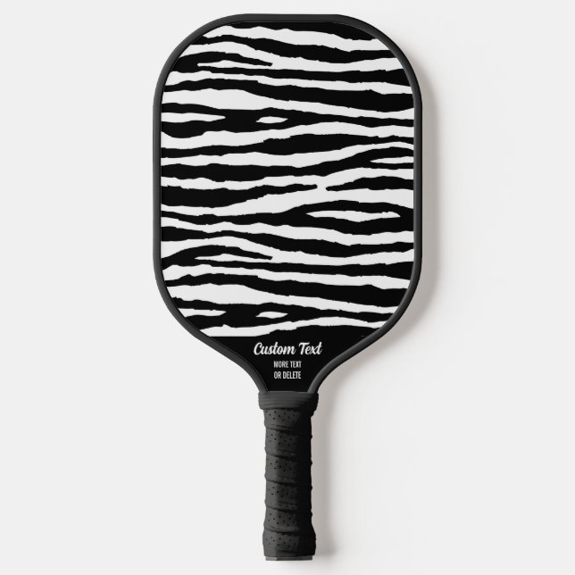 Raquette De Pickleball Cool noir blanc Zèbre bande Imprimer texte personn (Recto)