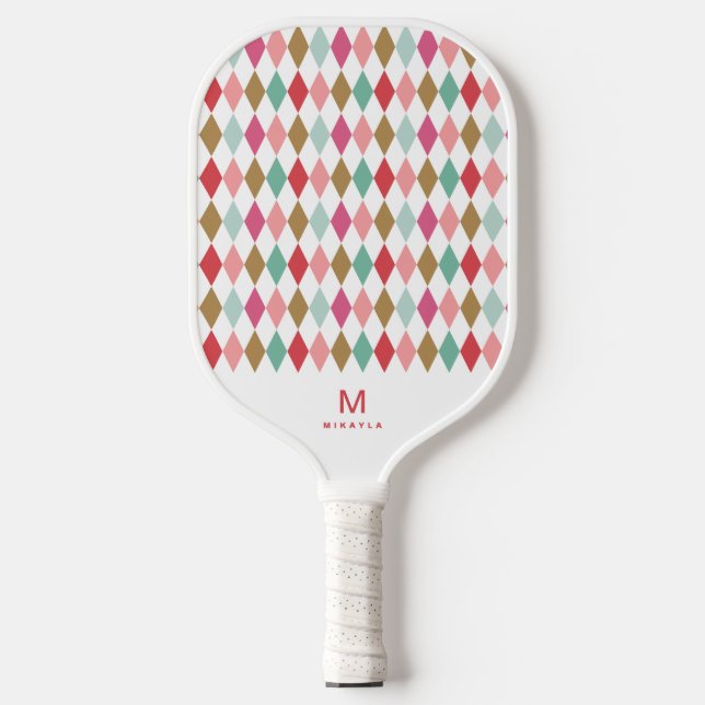 Raquette De Pickleball Cool Retro Jacquard Diamants Motif Monogramme Pick (Recto)