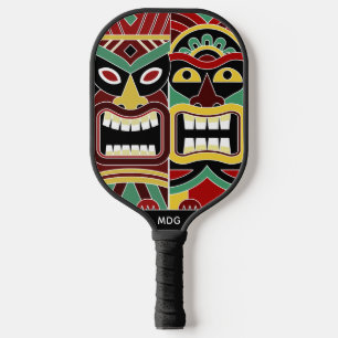 Raquette De Pickleball Cool Tiki Totem personnalisé monogramme