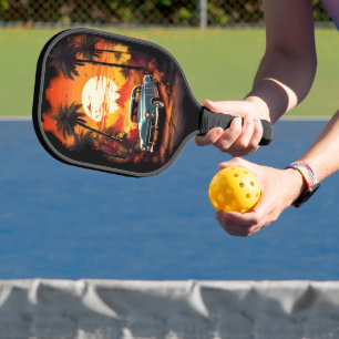 Raquette De Pickleball Coucher de soleil de voiture Vintage - Personnalis