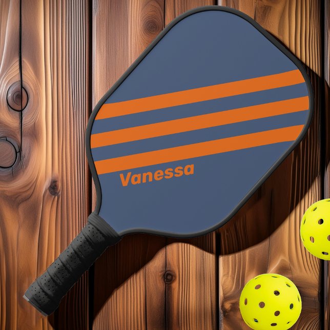 Raquette De Pickleball Coucher de soleil rétro sur le rivage avec trois b (Créateur téléchargé)