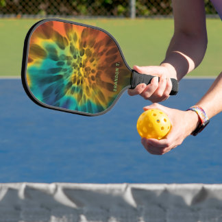 Raquette De Pickleball Couleur bleu bleu violet orange rétro teinture Art