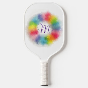 Raquette De Pickleball Couleurs arc-en-ciel Monogramme Élégant Modèle col