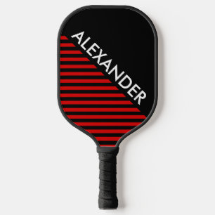 Raquette De Pickleball Couleurs DIY, Rayure Fond Rouge Noir CB S