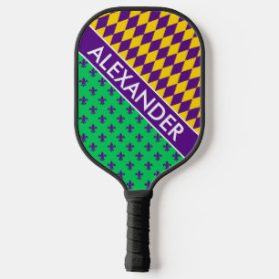 Raquette De Pickleball Couleurs DYI, Mardi Gras Emerald Purple Gold SV