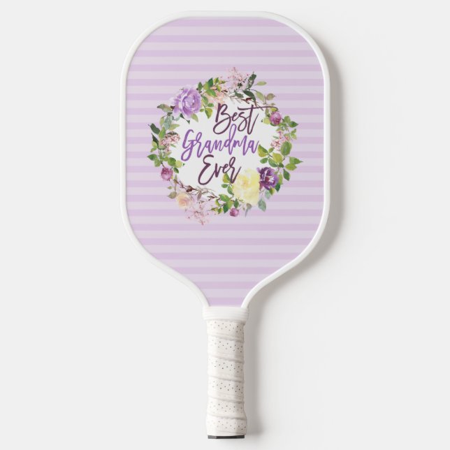 Raquette De Pickleball Couronne florale pourpre Meilleur grand-mère jamai (Recto)
